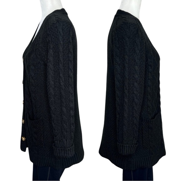 wonder nation Sweater Girls’ Cable Knit Cardigan Black Youth XL 14 16 Plus - Picture 5 of 15
